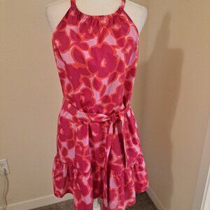 Banana Republic Poplin Tiered Mini Dress Pink Size M EUC